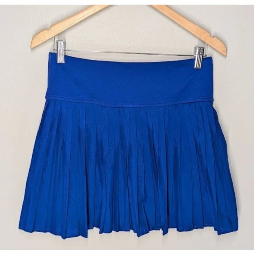 Fabletics Hot Shot Pleated Mini Skirt Blue Stretchy Waist Pickleball Tennis M
